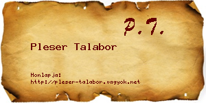 Pleser Talabor névjegykártya